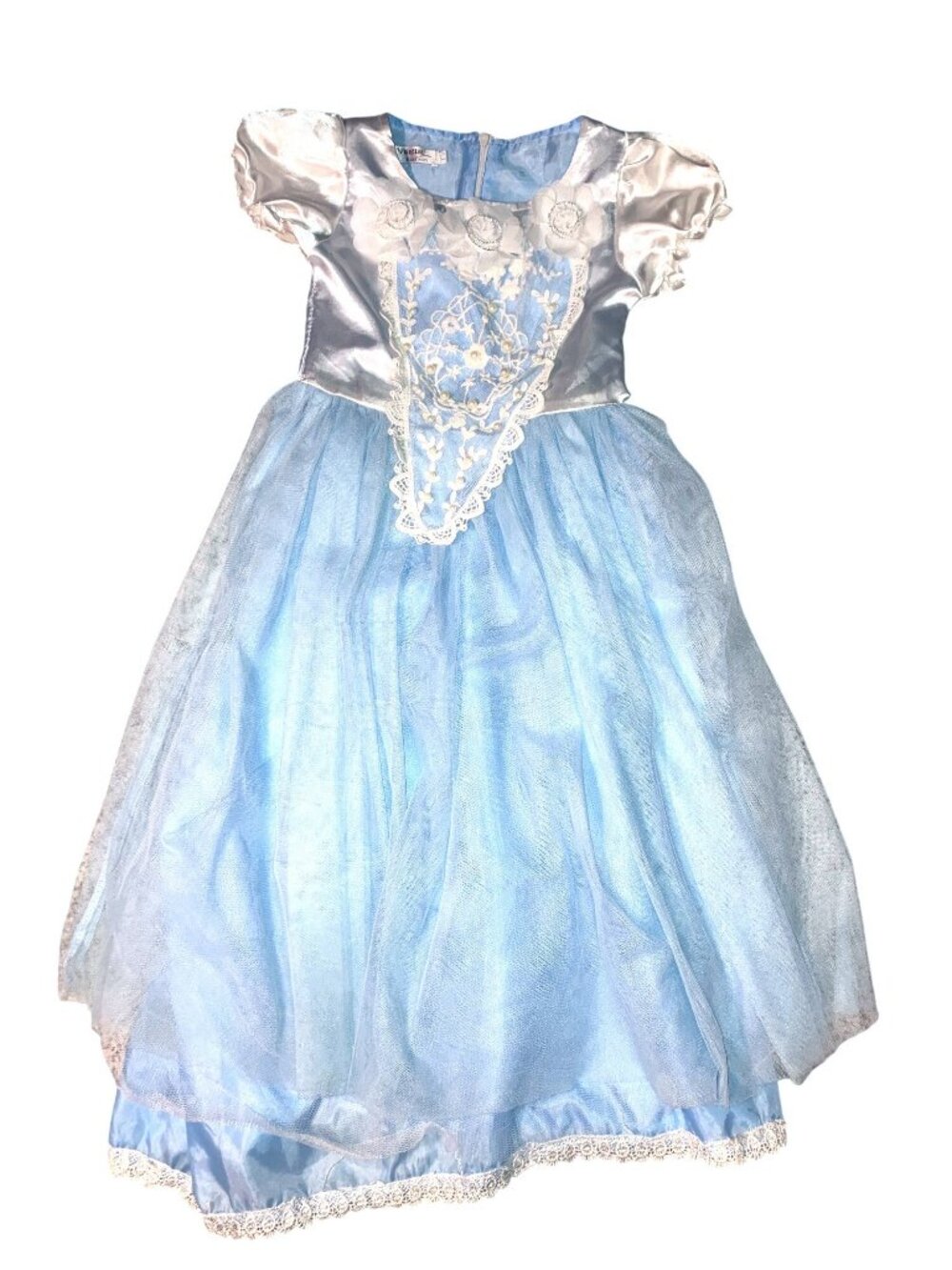 Vogue Fashion Girls' Fairy Tale Blue Satin and Lace Dress Size 10